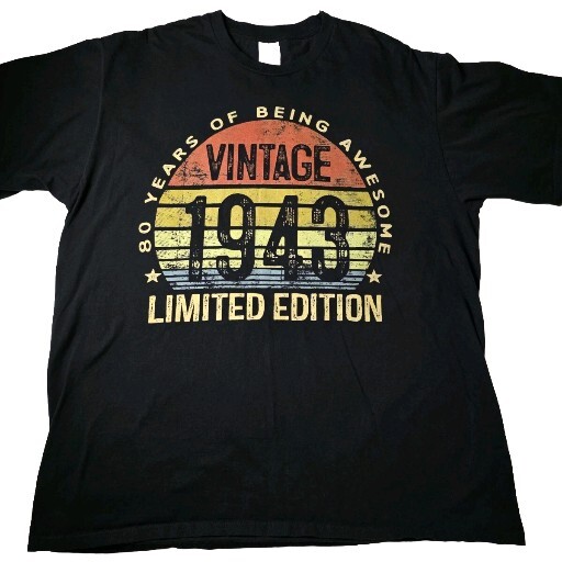 Vintage 1943 Limited Edition T-Shirt Beautifully Design Eye Catching Black