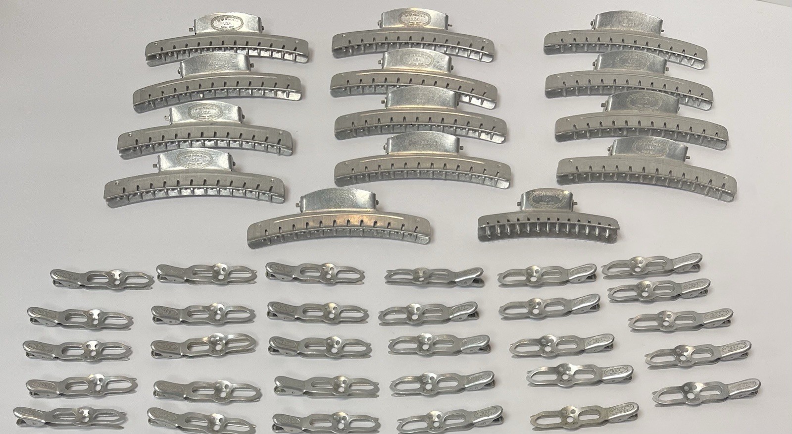 Vintage Aluminum Metal Hair Clip Lot Tip-Top Wave Clips MCM 44 Total FREE SHIP
