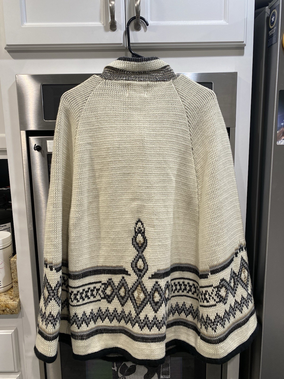 Vintage Sturbridge Patterned Poncho StyleCardigan