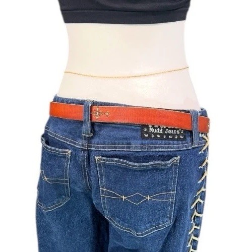 VTG AEO AMERICAN EAGLE OUTFITTERS LEATHER BELT STARBURST HIPPIE BOHO Y2K FAIRY