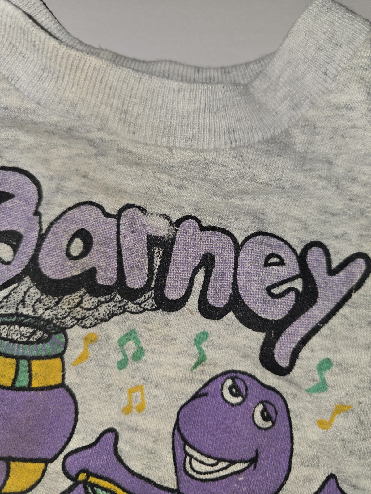 1992 Vintage Barney White Sweater Kids Size 4T #71