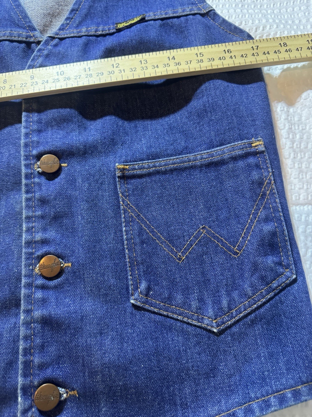 Vintage Wrangler Denim Vest Made in USA Blue Jean Western Snap/Button Vest Smal