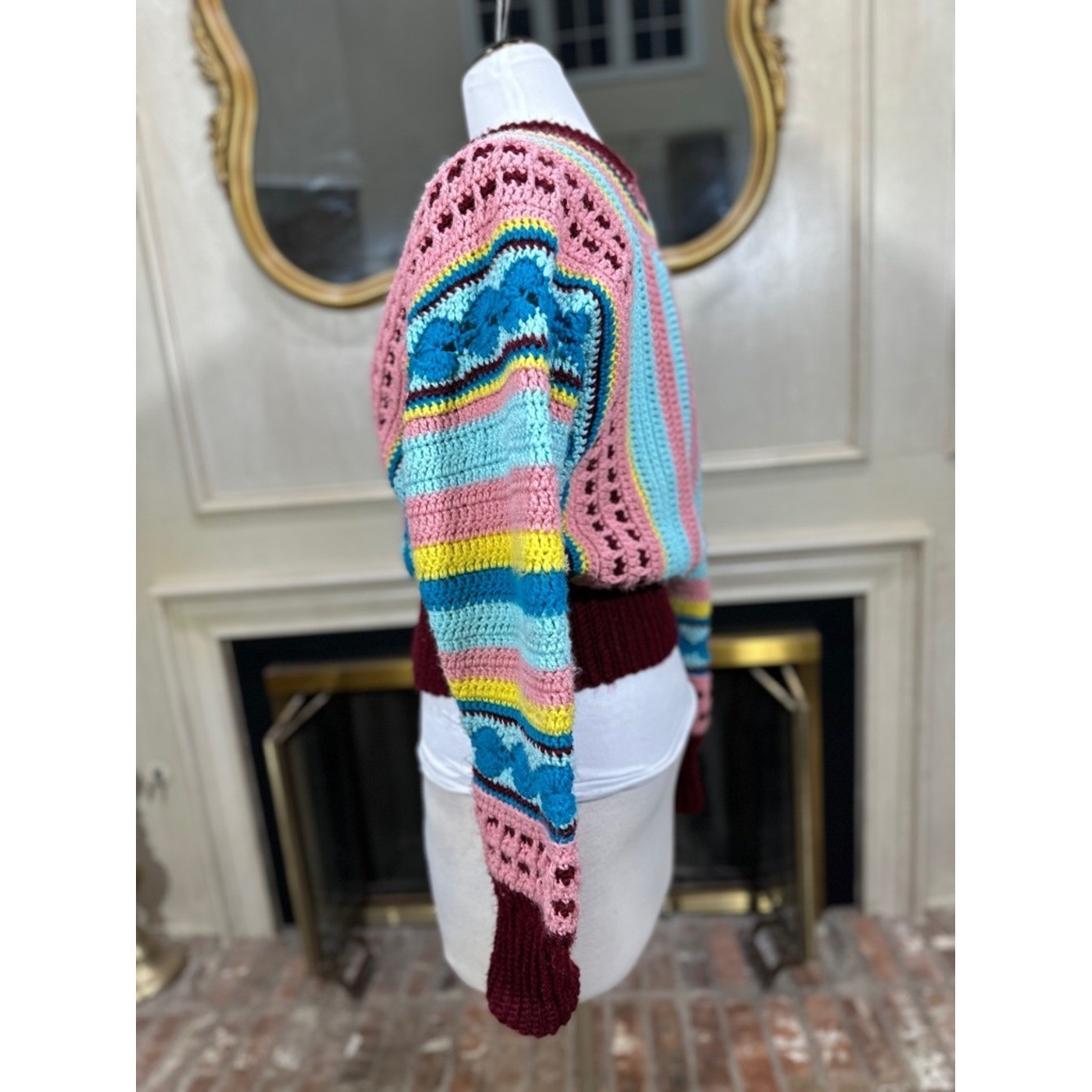 Unbranded Handmade Vintage Crochet Cardigan Multi-Color Grannycore Kitschy