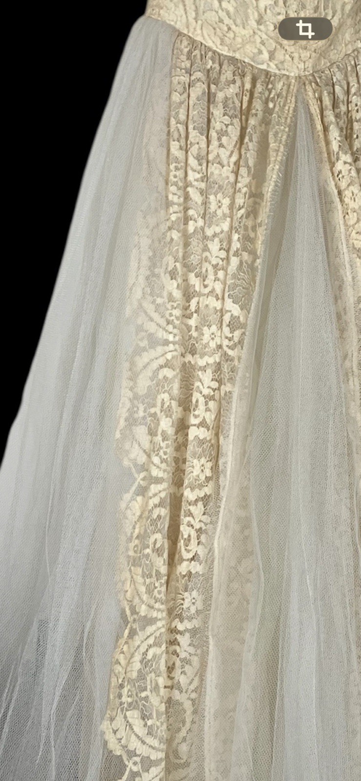 Vintage 1950s Ivory Lace Tulle Wedding Dress Gown Small