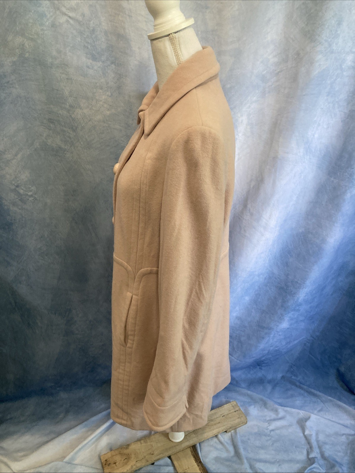 Vtg 90s Y2K Enzo Angiolini Wool Cashmere Blend Pink Walking Coat Jacket Sz 10 S