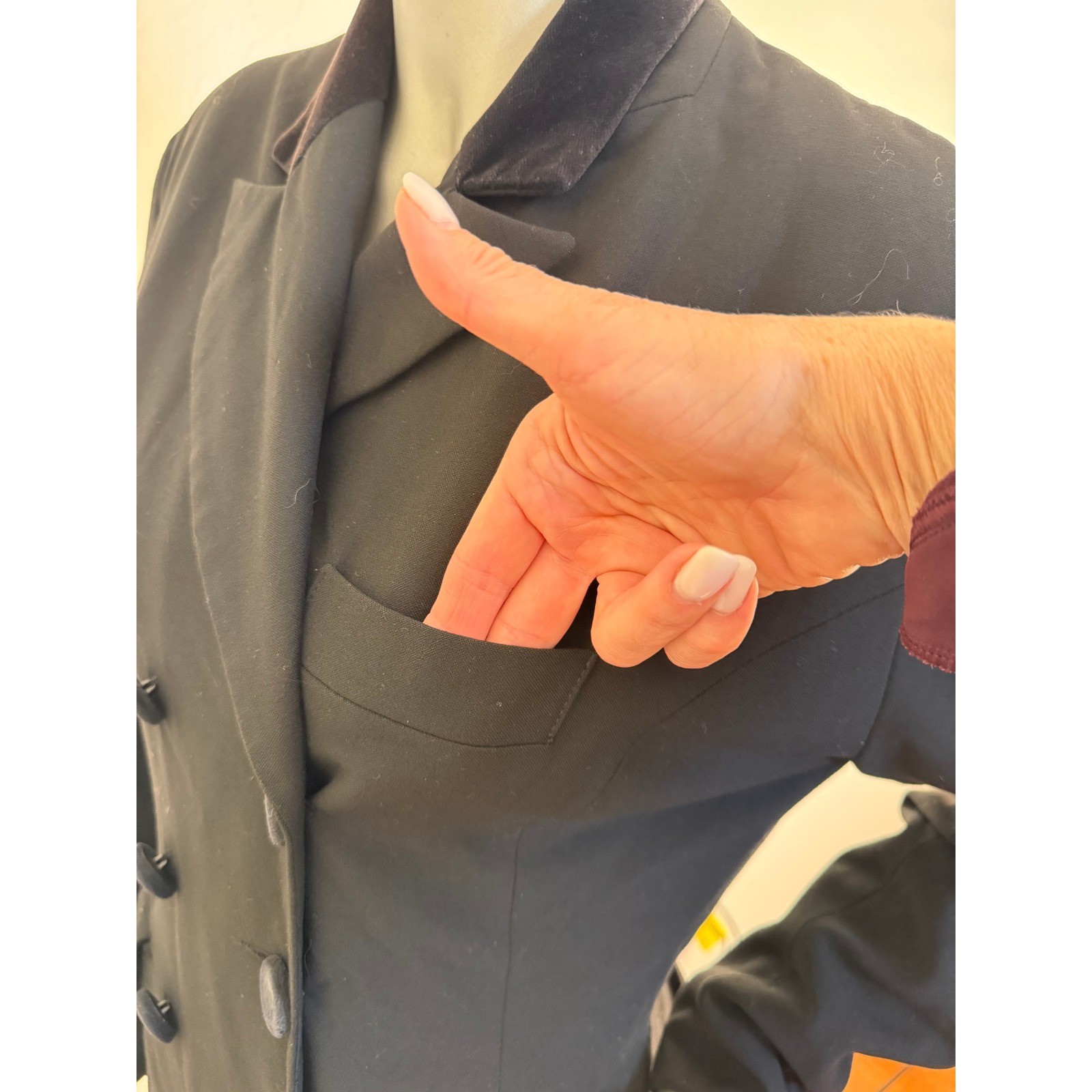 Vintage Black Double Breasted Riding Blazer Coat Made In England Tuxedo Jacket
