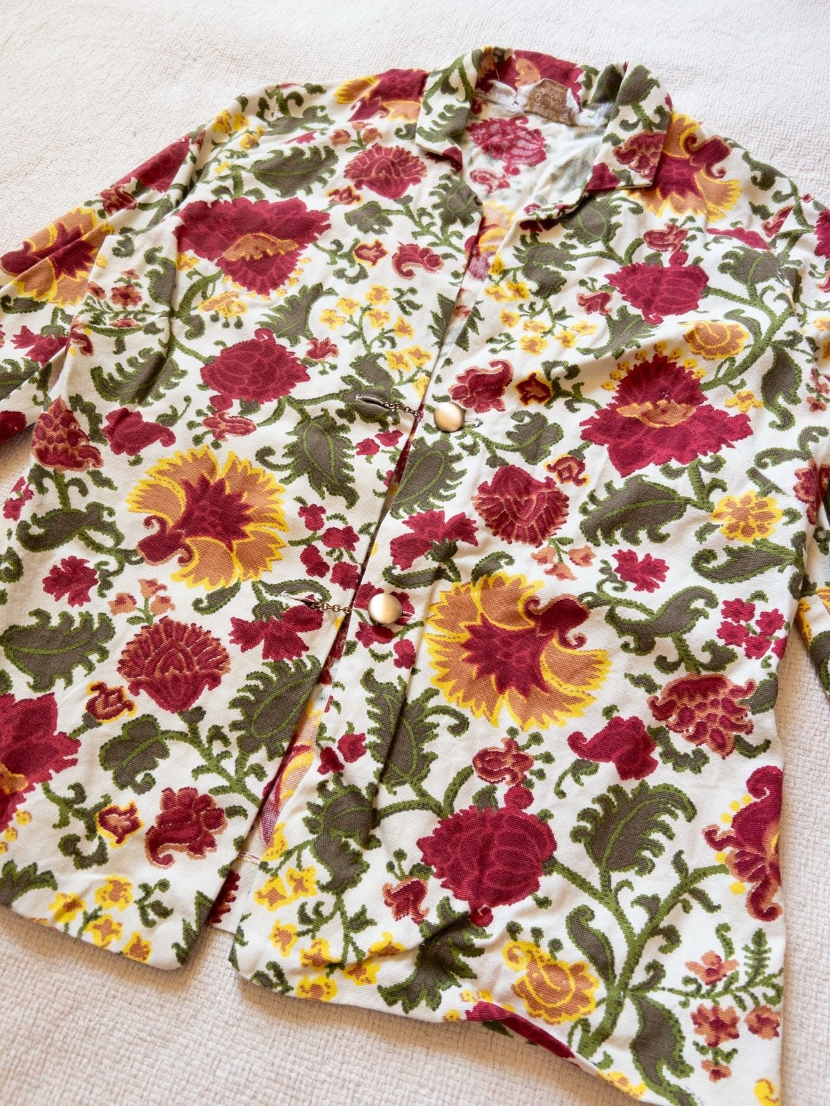 Vtg 1967-69 H Bar C California Ranchwear Floral Shirt Loop Collar Cotton Western
