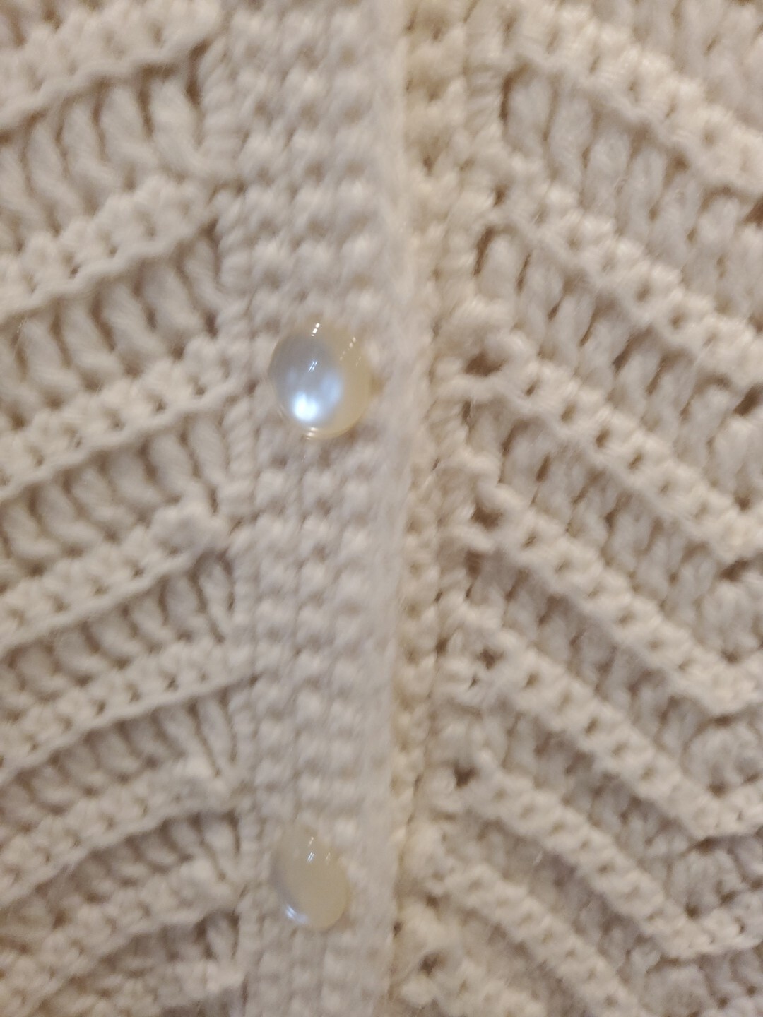 Vintage 1970s Crocheted Zigzag Button Down Poncho Shawl Ivory Fringe Boho
