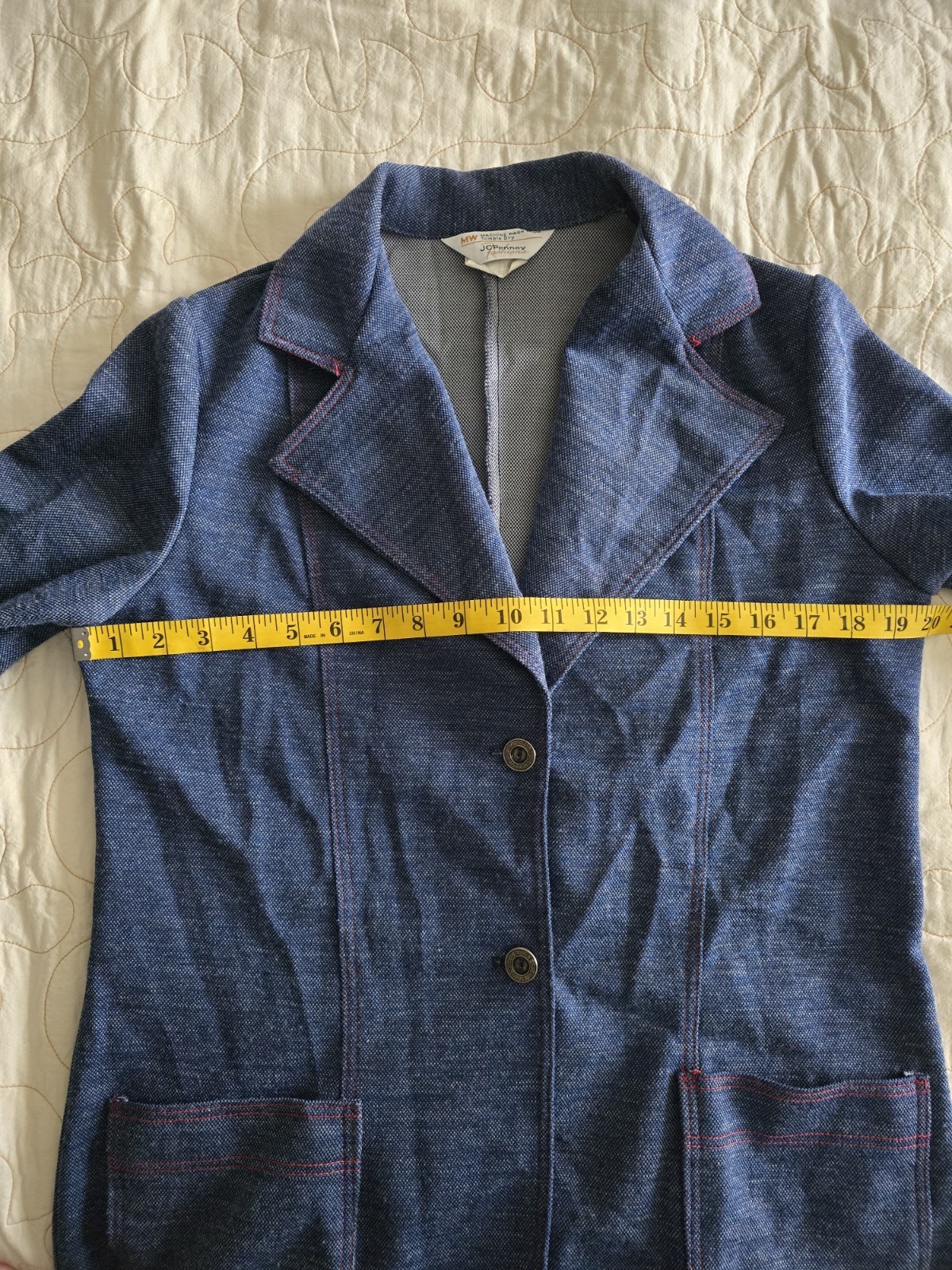 Vtg 70’s JC Penney Fashions Blue Blazer Top Button Up Jacket Womens Large