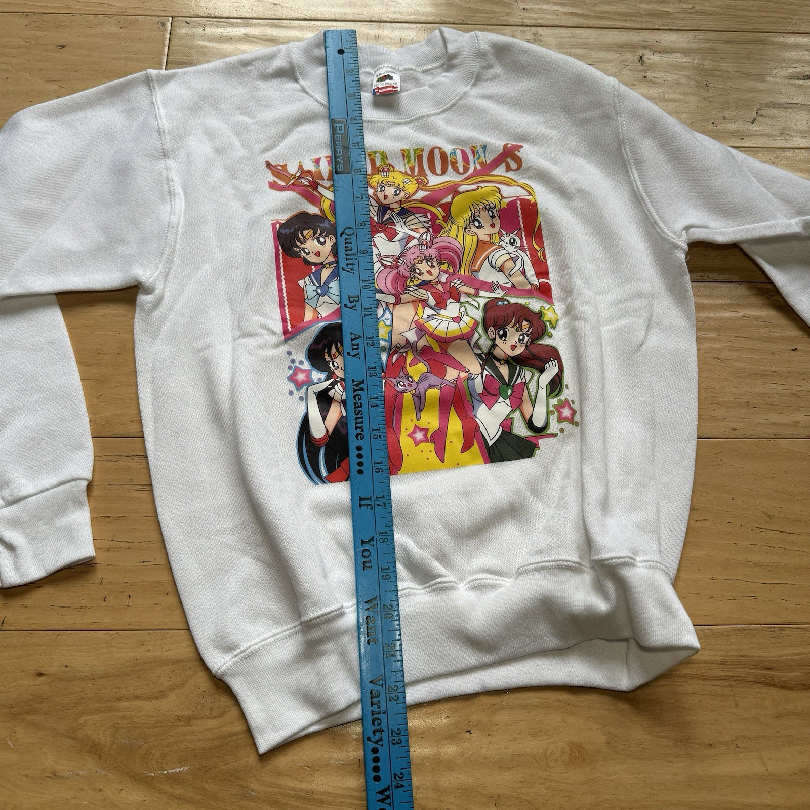 VTG 90s Sailor Moon White Sweatshirt Youth Sz L 14-16 Anime Cartoon FOTL