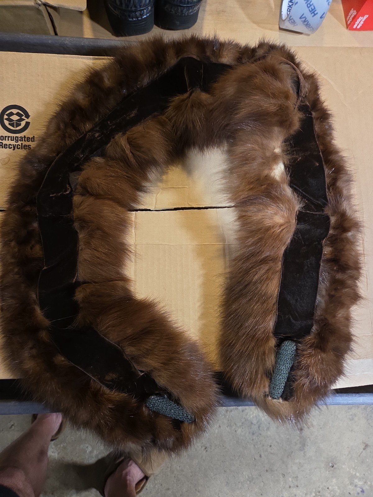 Vintage 41″ Original Fur Collar Shawl Stole Scarf