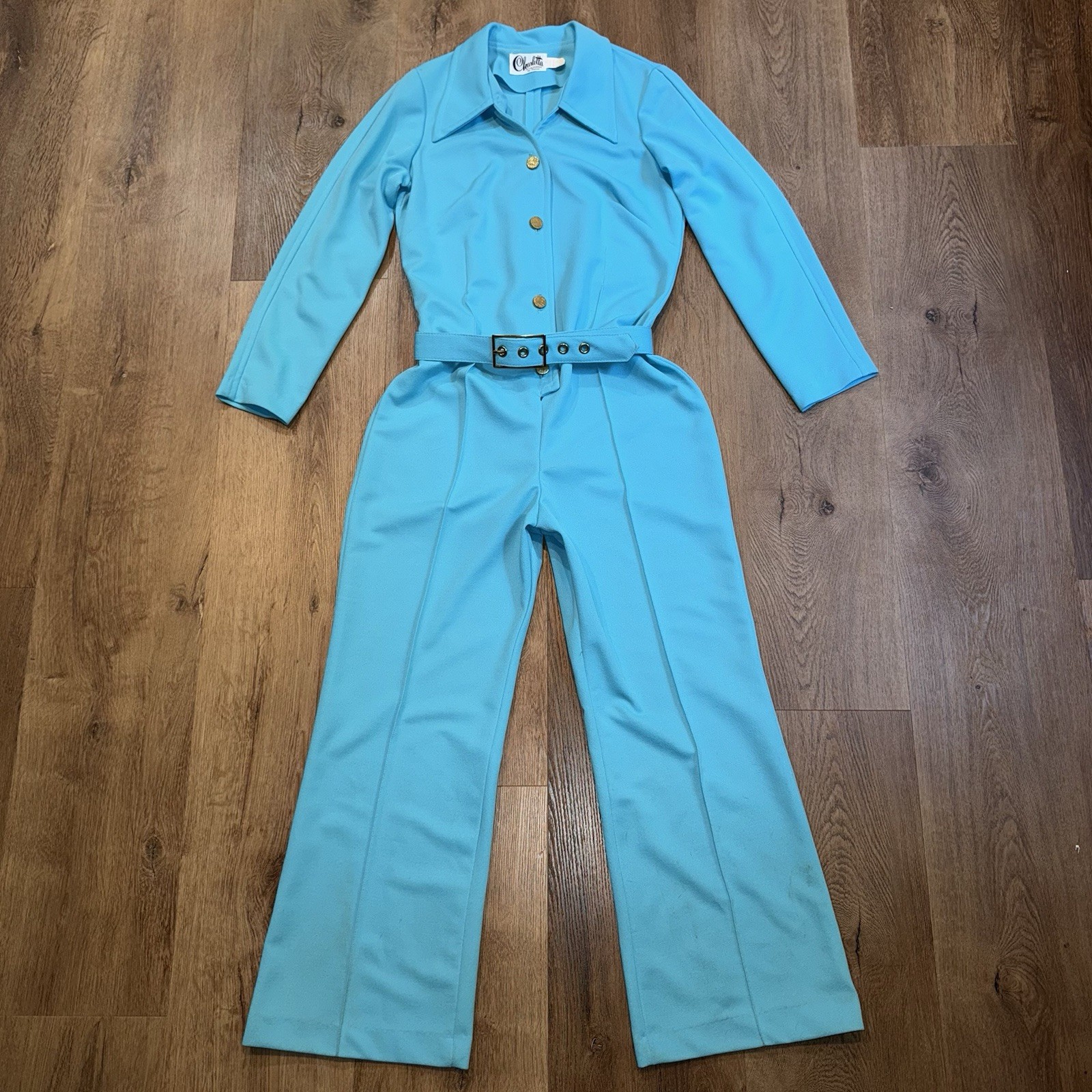 Vtg 60s 70s Jumpsuit Bell Bottom One Piece Leisure Jump suit Disco Mod Womens 14