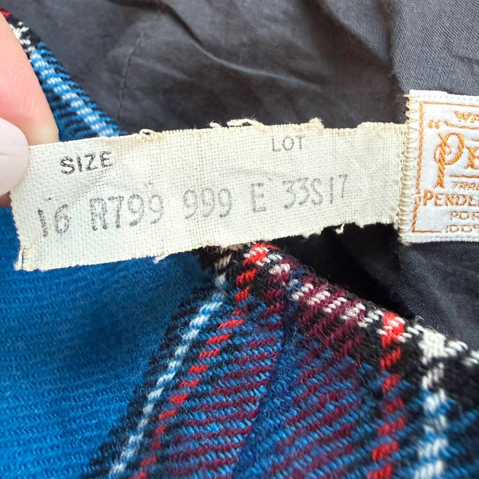 Vintage Pendleton Wool Plaid Pants Blue Red High Waisted Straight Leg Sz 16 USA