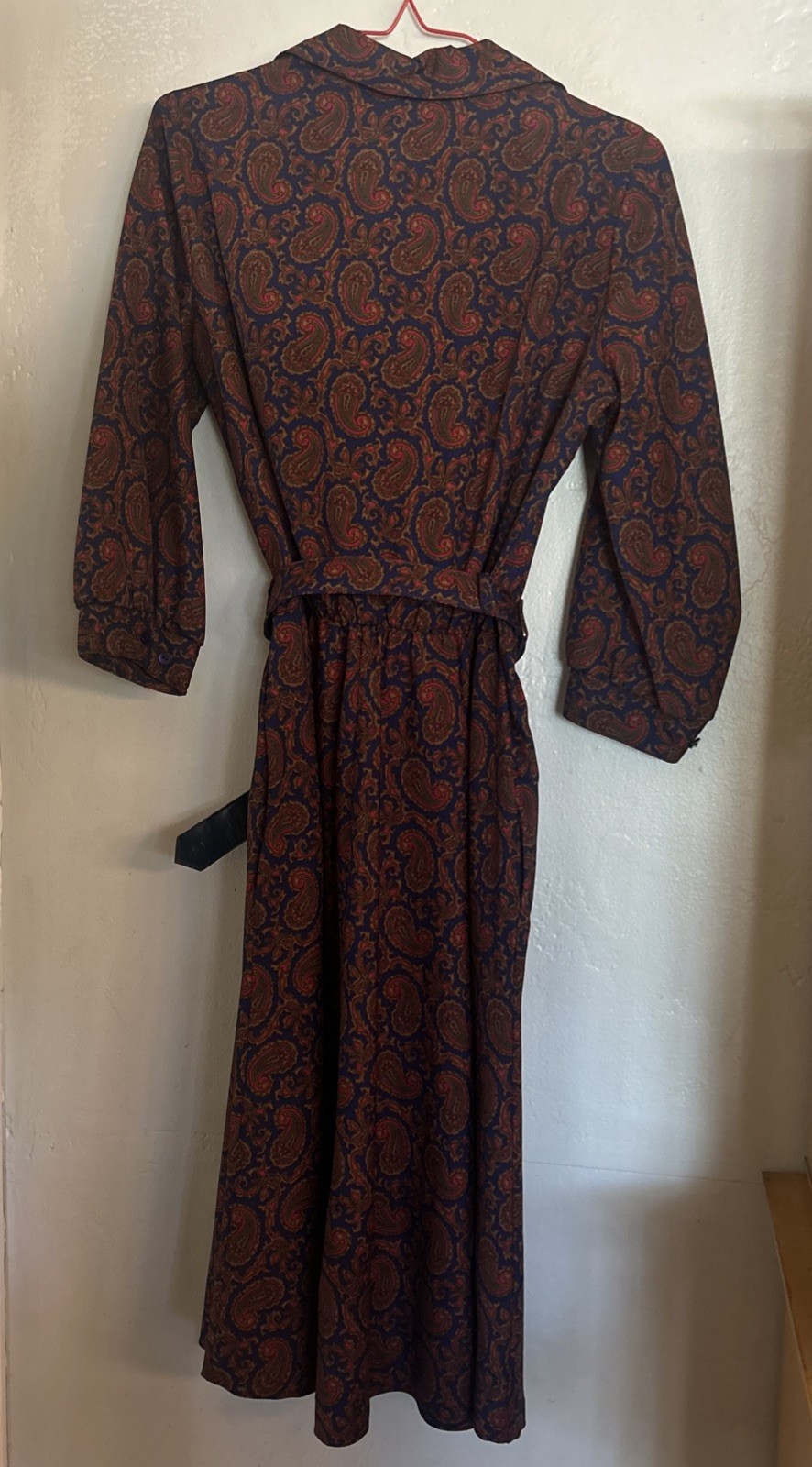 Breli Originals Vintage Paisley Belted Secretary Dress Blue and Red Size 10