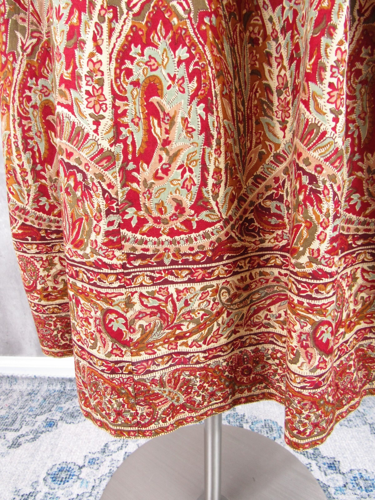 Vintage 80s Ralph Lauren Blue Label Cotton Linen Paisley Pocket Equestrian Skirt