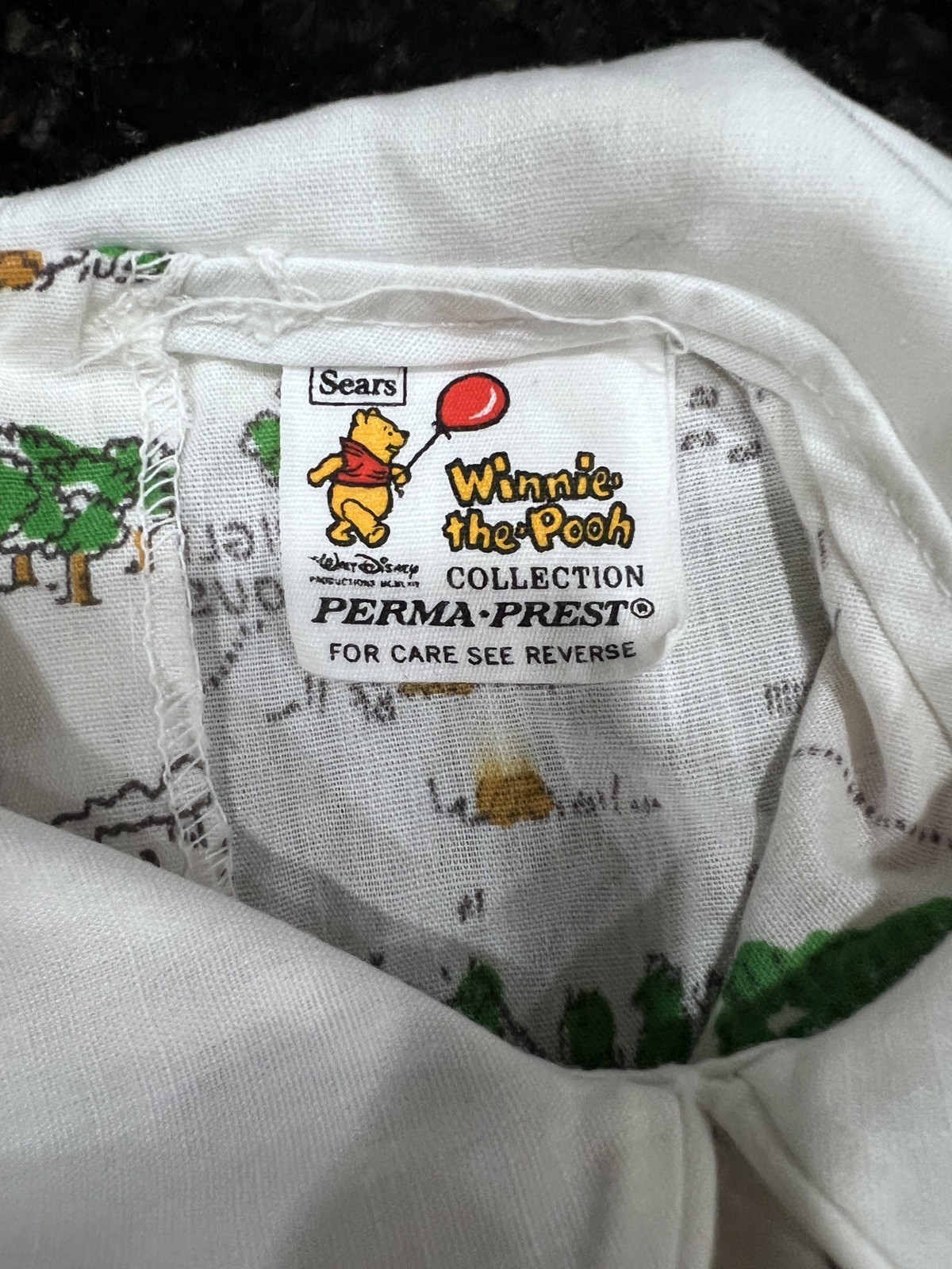 Vintage Winnie the Pooh Bear Dress 70s Sears 100 ACRE WOOD Print Perma-Prest