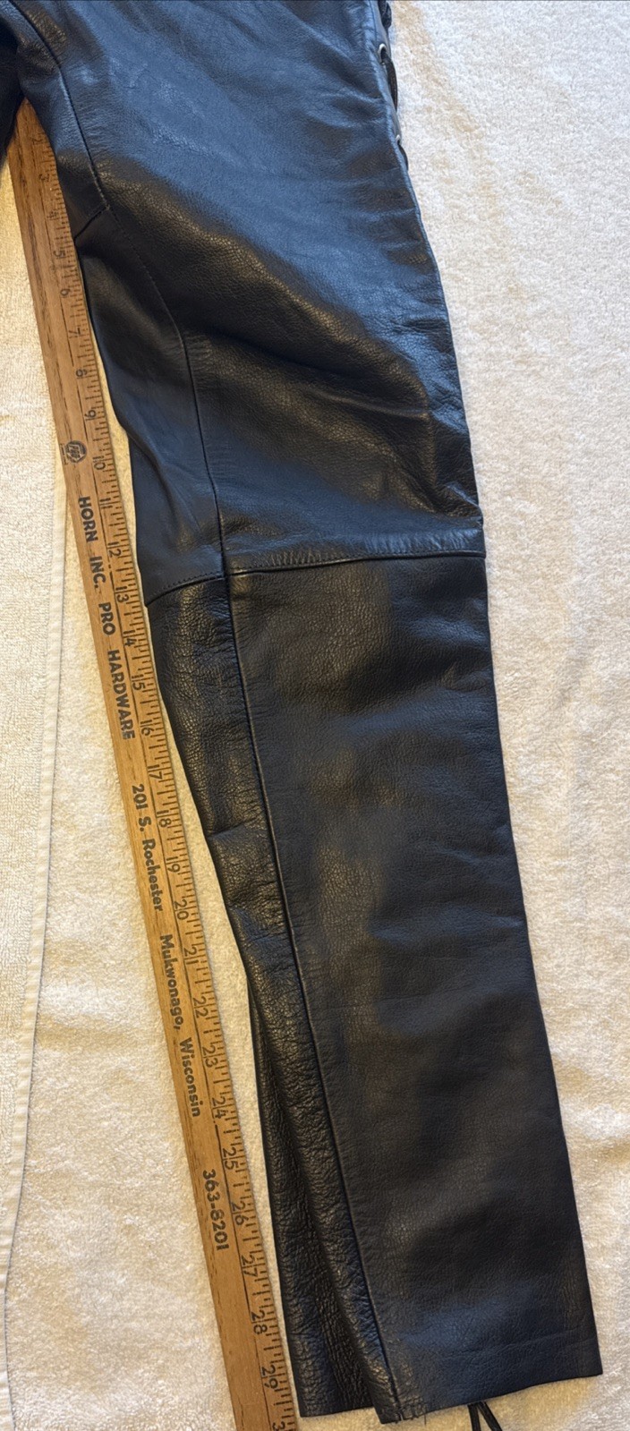 Vintage 80s/90s KOOKIE High-Waisted Leather Pants Tie Legs Size 33 Glam Rock