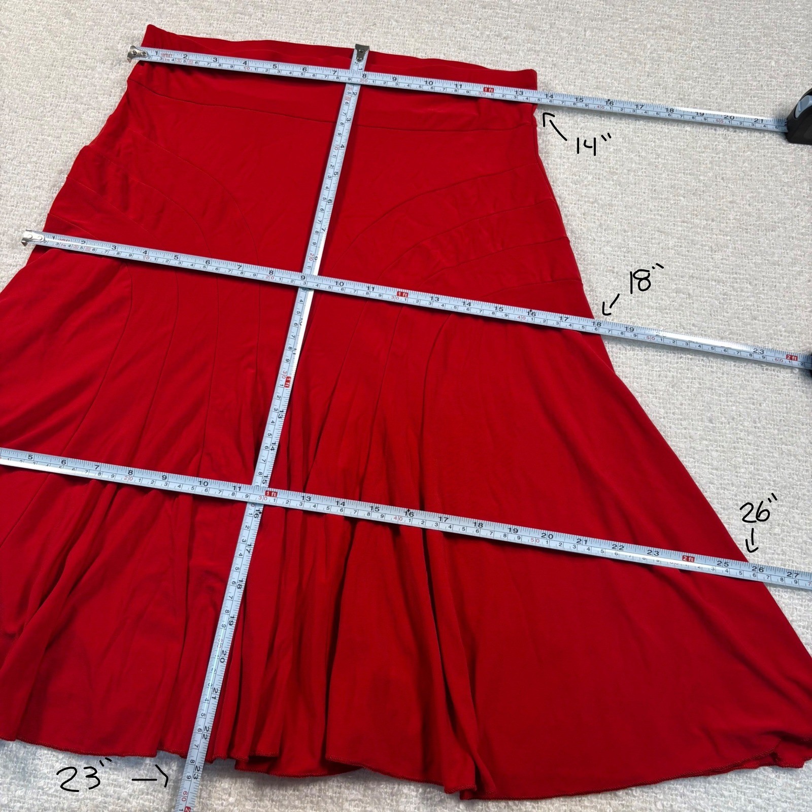 vintage Y2K fashion one red flowy flare midi skirt coquette romantic city 00s