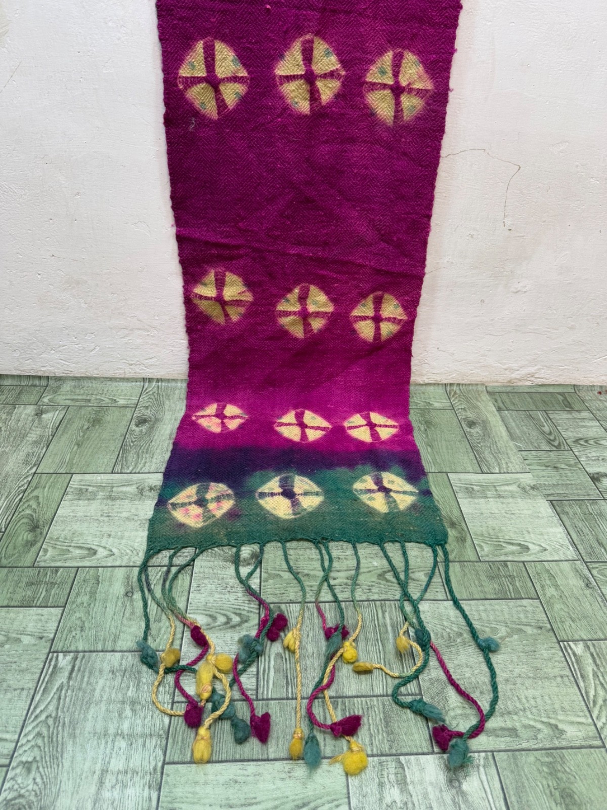 Vintage Beautiful Hand Made Stole Fabric Textile Shawl 250×42 Cm