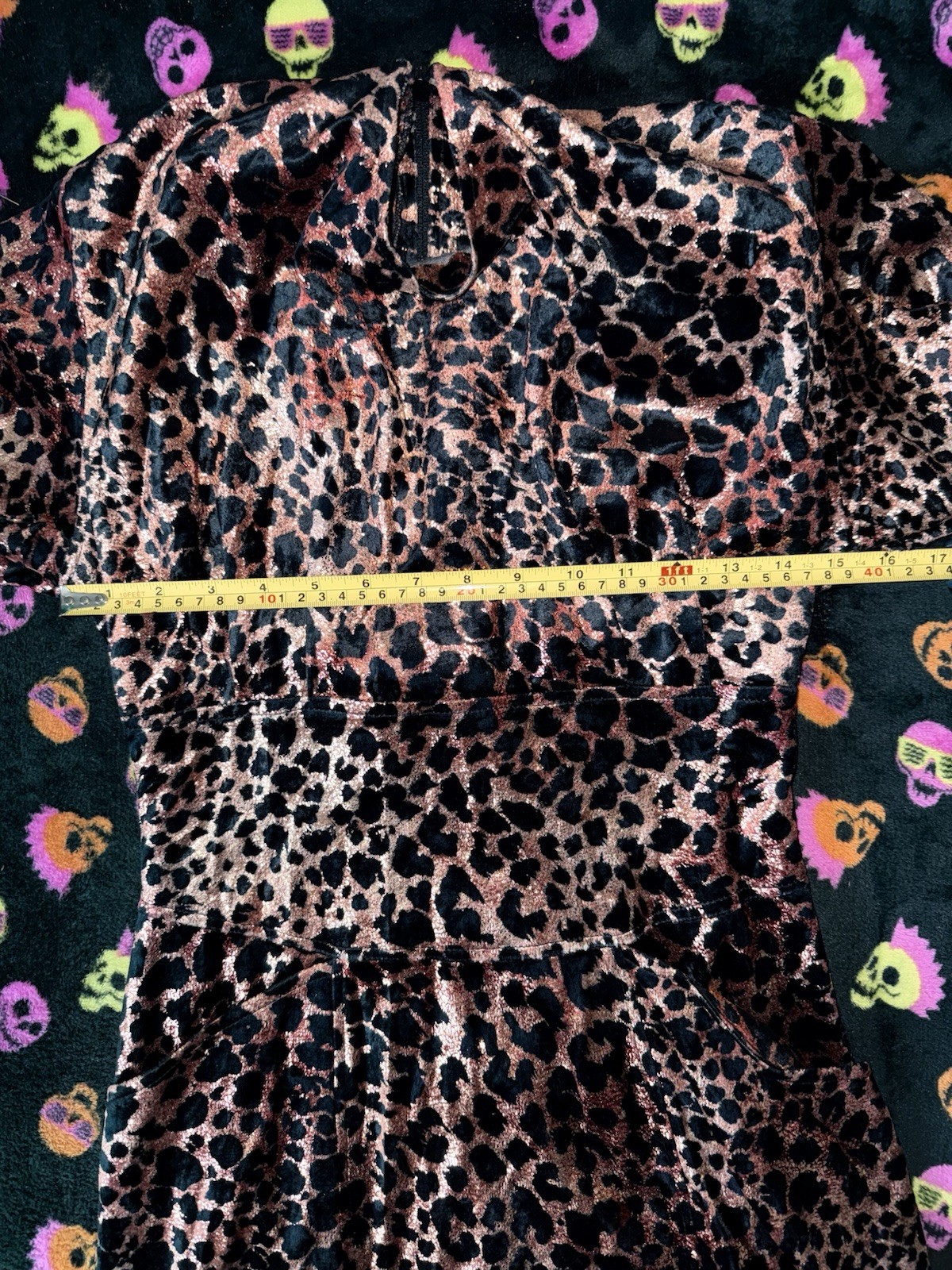 Vintage Janine Paris London New York Zip Up Metallic Leopard Dress Size M