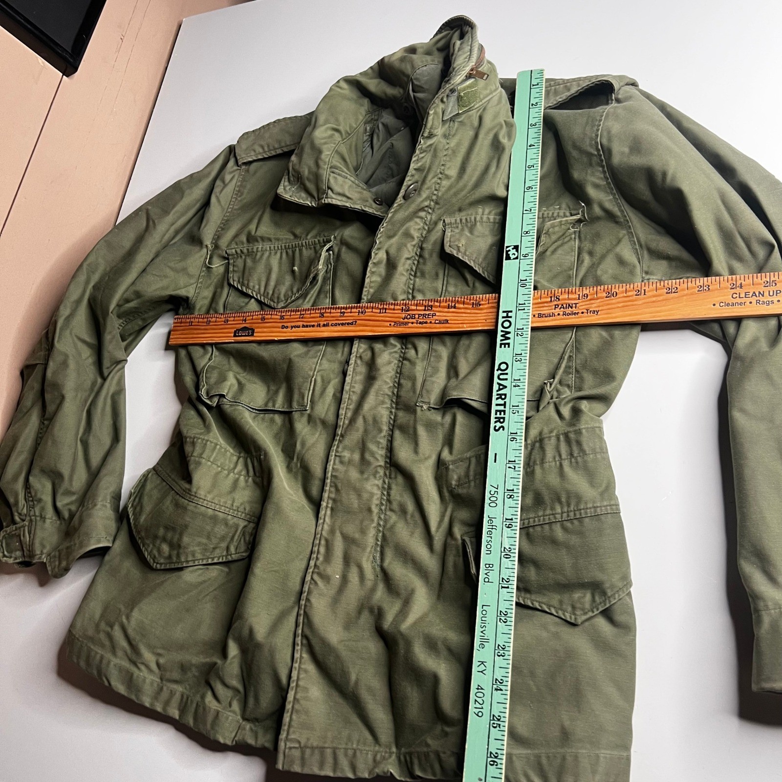 Vintage M-65 Field Jacket Military US Army Olive Drab Green Brass Zipper Medium