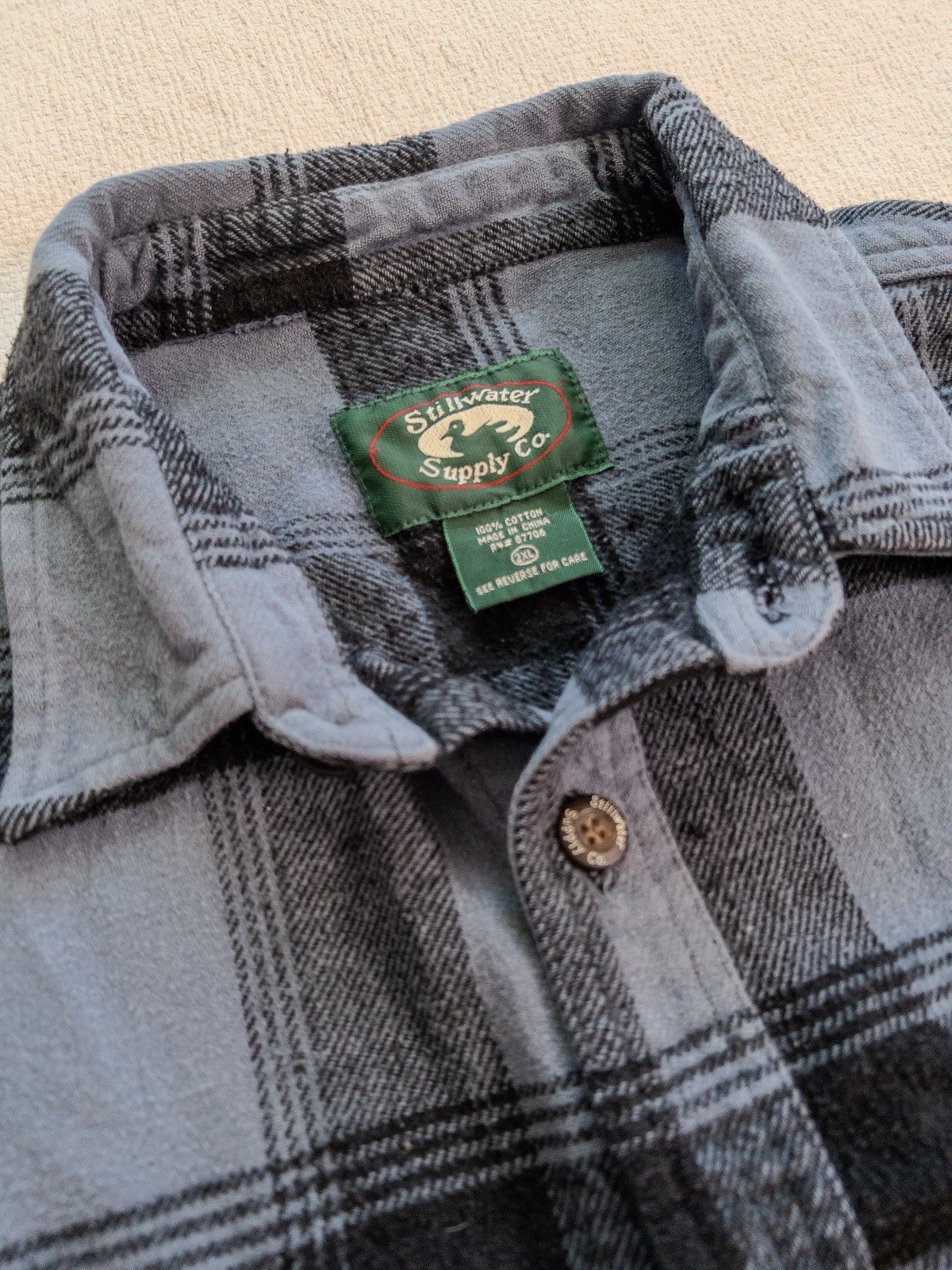 Stillwater Supply Co Cropped Flannel Shirt Womens Large Blue Plaid Raw Hem Y2K