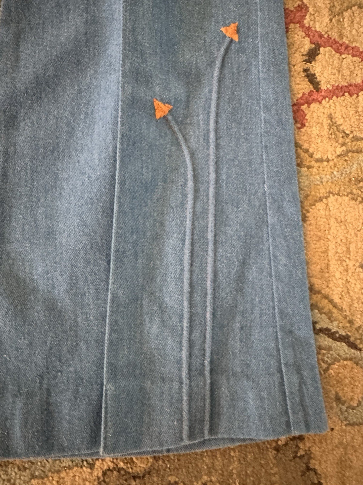 Vtg H Bar C Rancher Blue Wide Leg Jeans 22×28 Bell Bottoms Embroidered 1970s