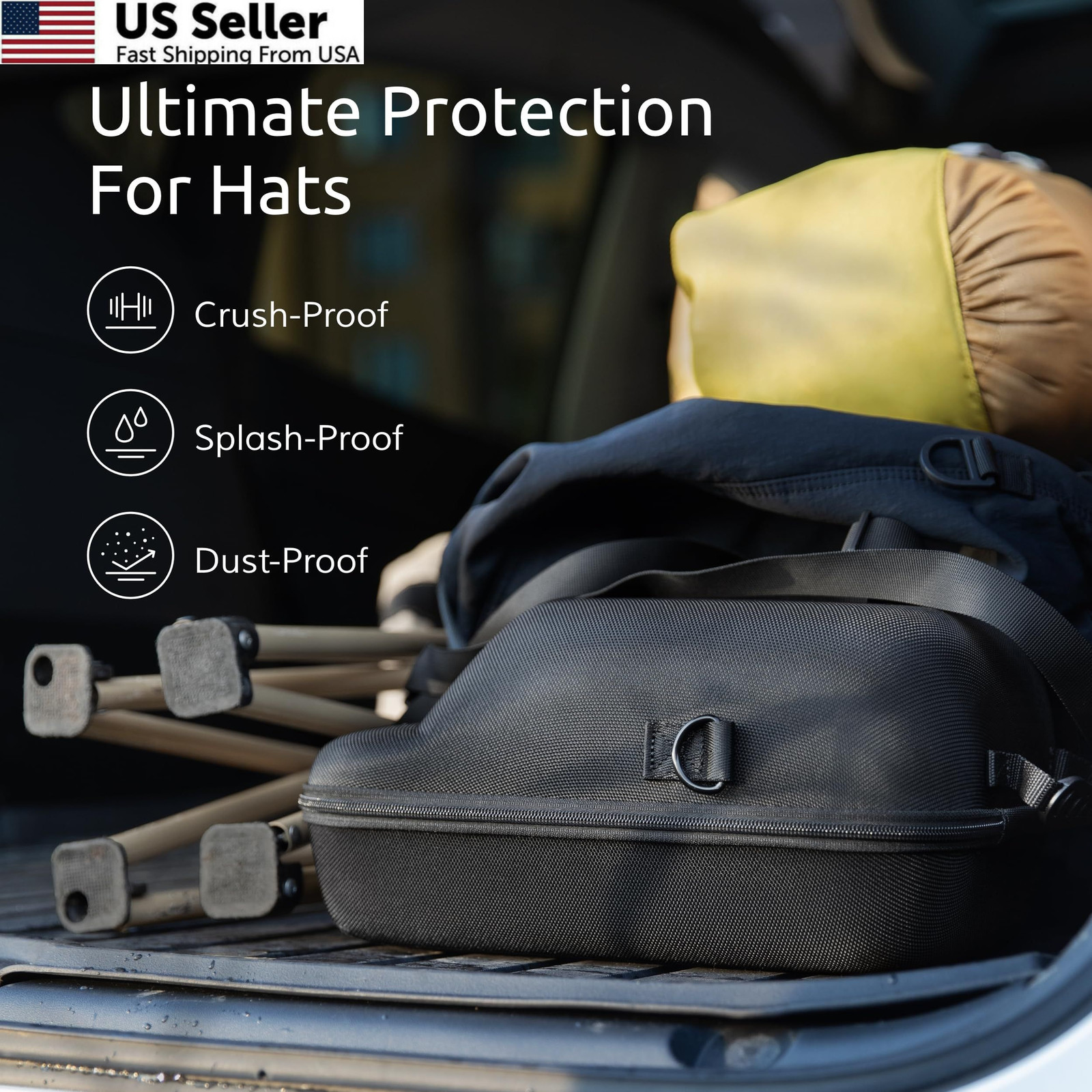 OZUECCR Hard Hat Travel Case – Storage for Baseball Caps with One Size, Black