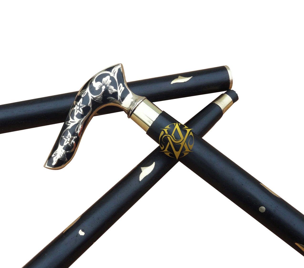 Brass Victorian Handle Wood Solid Cane Stick Walking Casual Sticks For Men/Women