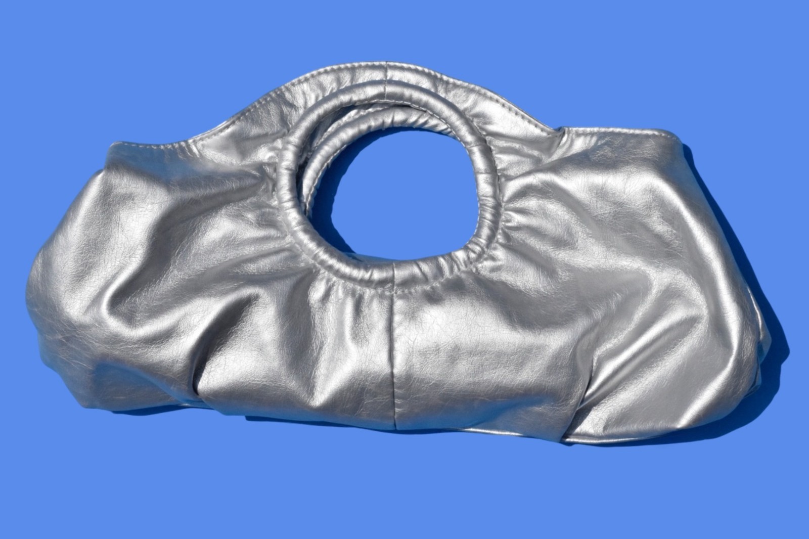 2000s Silver Metallic Slouchy Clutch Purse