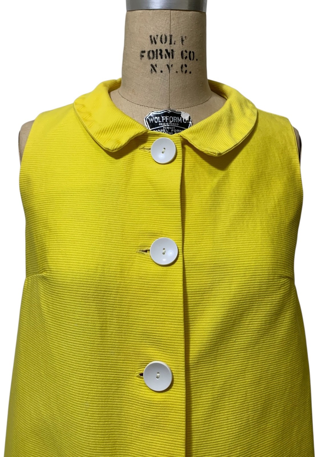 COLE of CALIFORNIA Vintage 60s Yellow Mod Sleeveless Shift Dress – Sz S