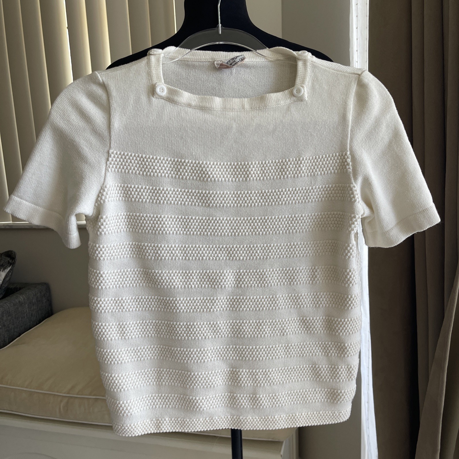 COURRÈGES Vintage XS S knit Shoulder Button Top – 1960s France