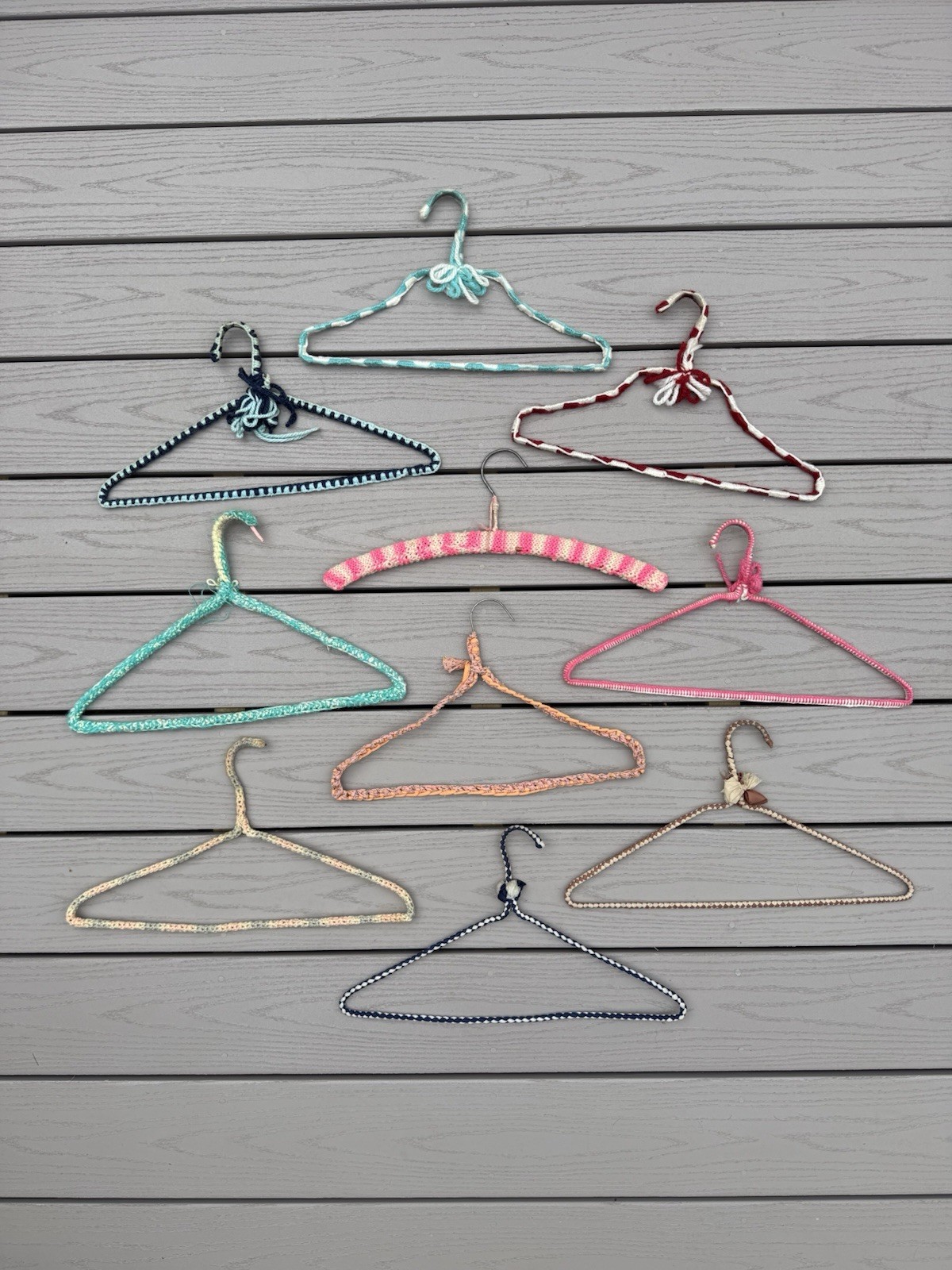 Lot Of 10 Vintage 1970s Knit Crochet Hangers