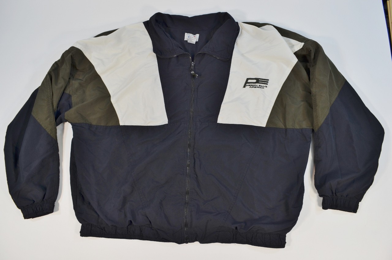 VTG 90s Perry Ellis America Color Block Fully Lined Windbreaker Jacket Size 3XL