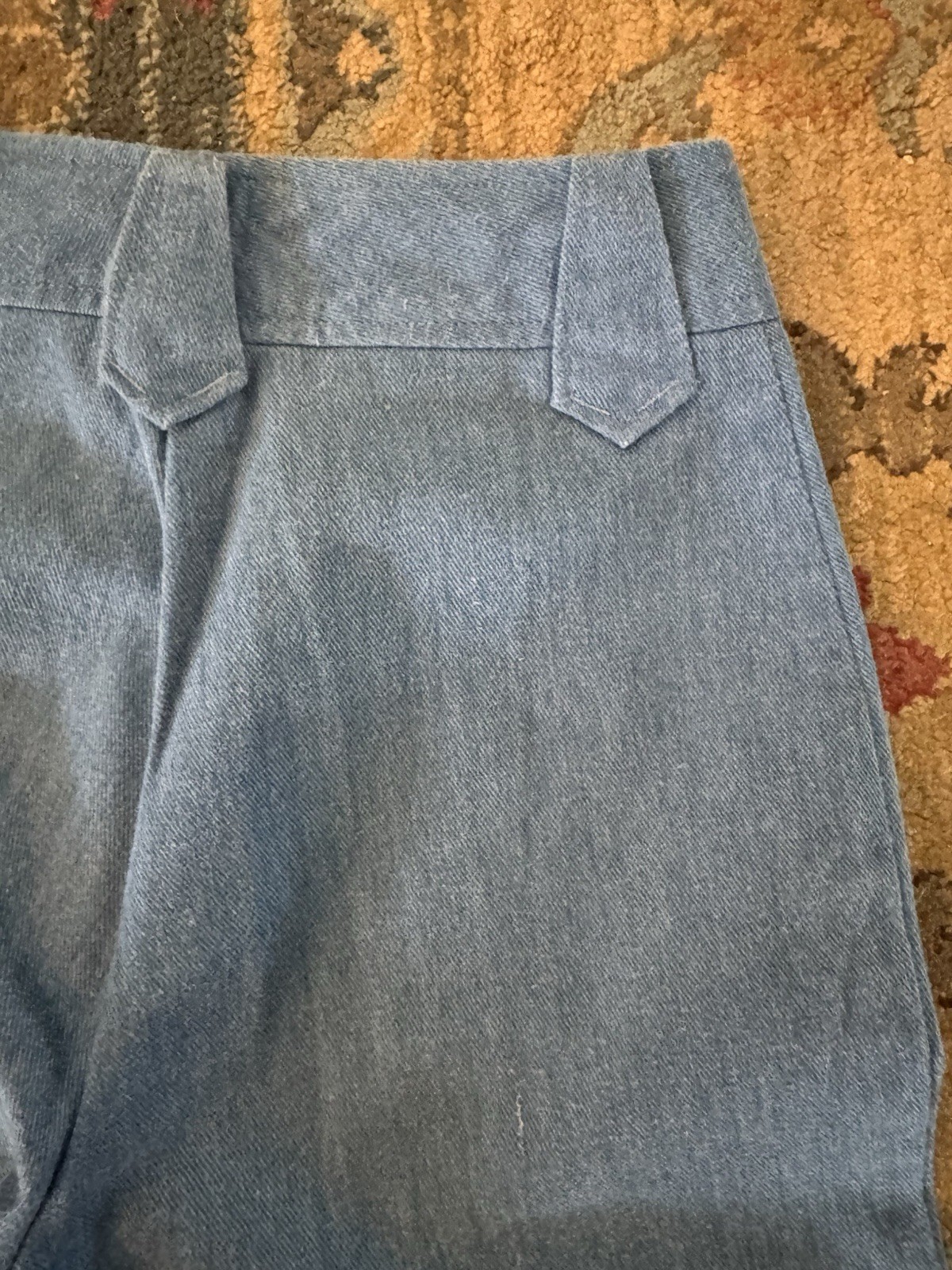 Vtg H Bar C Rancher Blue Wide Leg Jeans 22×28 Bell Bottoms Embroidered 1970s