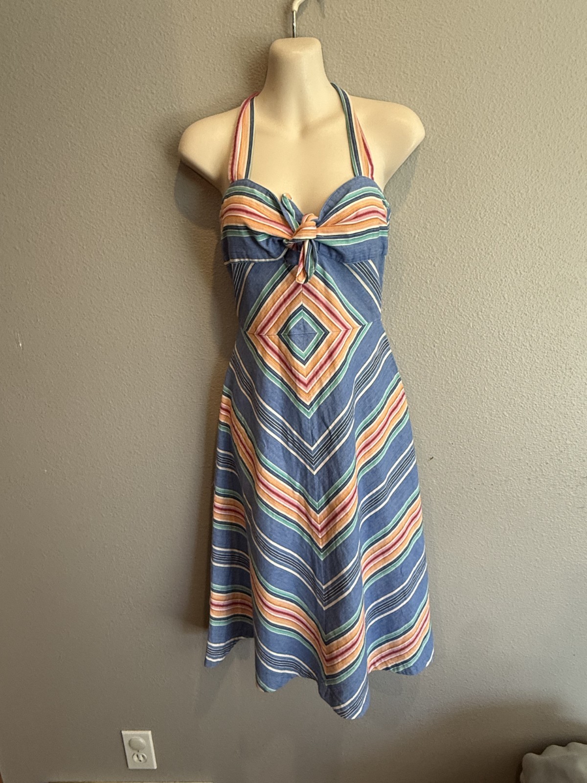 Women’s Vtg PLAIN JANE Romantic Boho Cottagecore Halter Sun Dress Size S