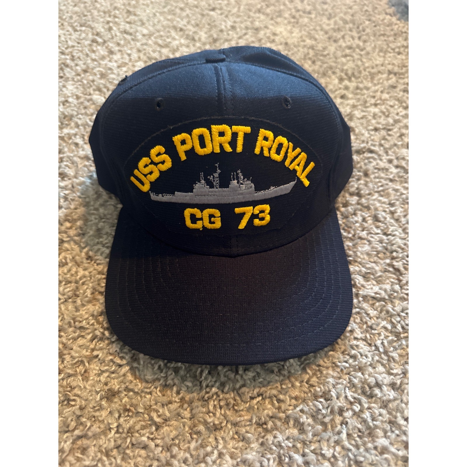 Vintage New Era USS Port Royal CG 73 Snapback Hat Navy Blue Made in USA Ship