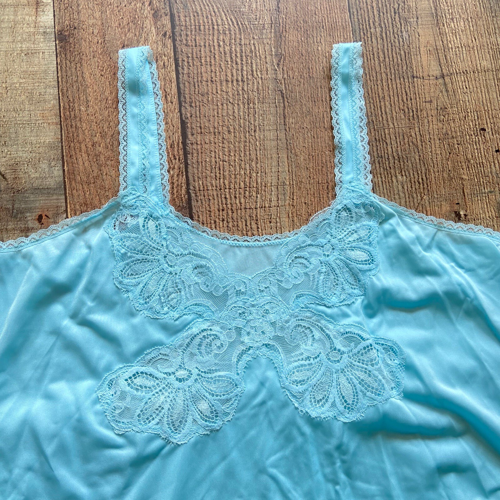 NWT Vintage Shadowline Peignoir China Blue Small 2 Piece Nightgown Robe Lace USA