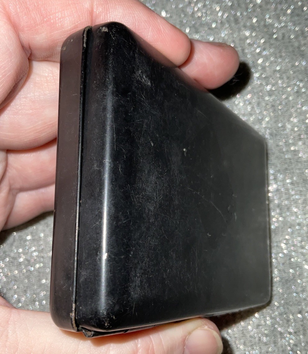 Vintage Art Deco Compact / Cigarette Case Black Metal See Pics Spring-Loaded
