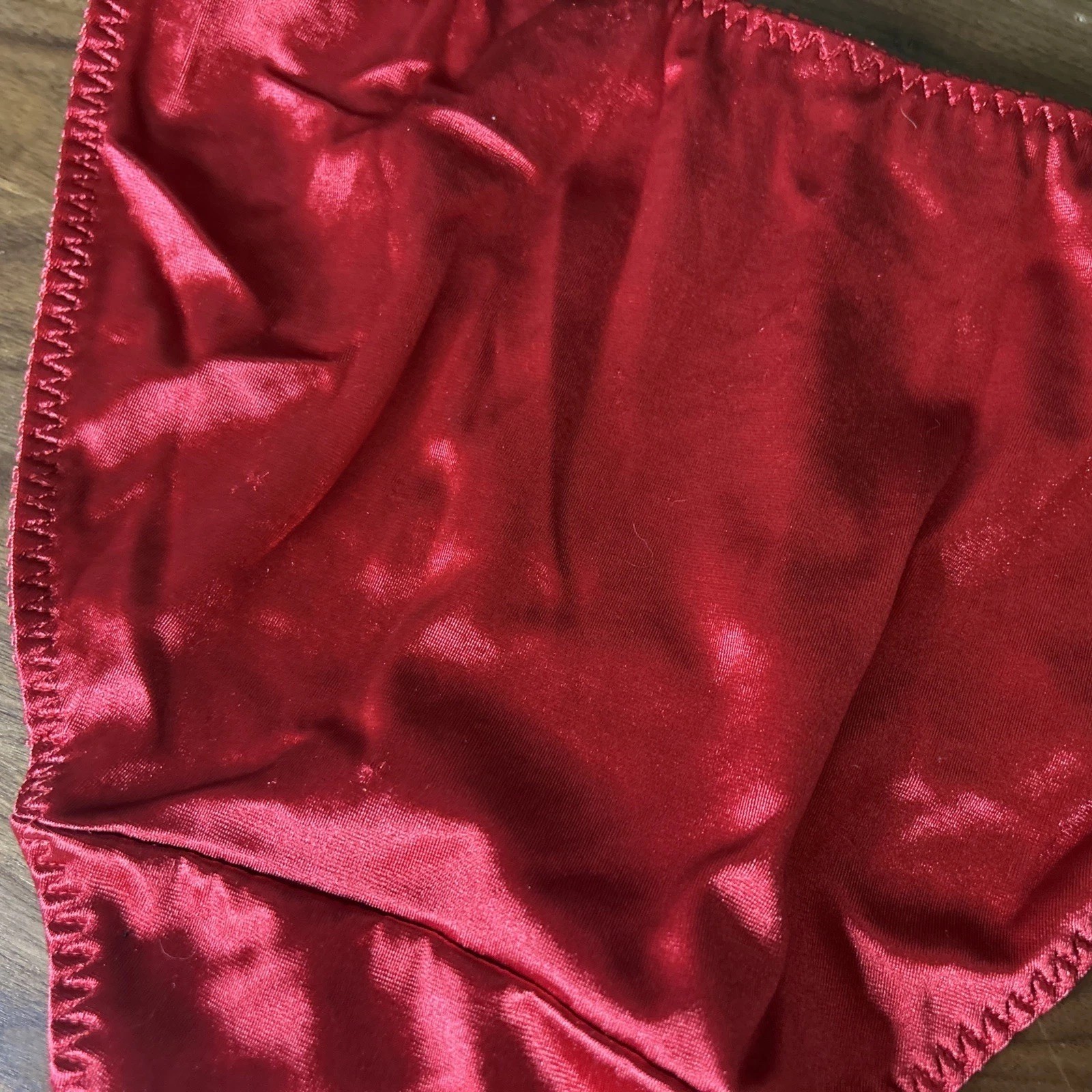 Vtg RENE ROFE Second Skin Satin Stretch GLOSSY WET LOOK Panty & Lace Sz 6 RED