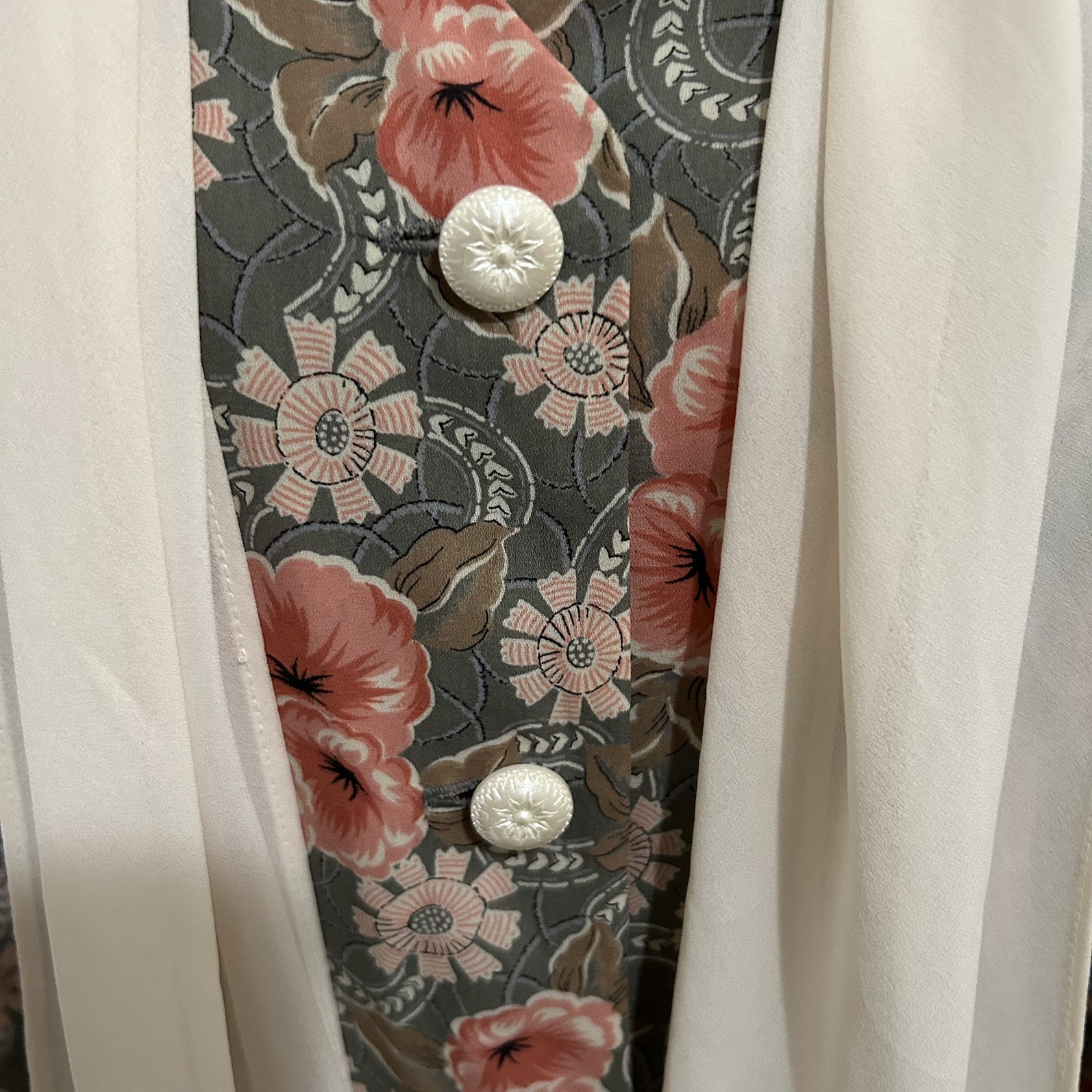 Vintage Leslie Fay Midi Dress Sz6 Floral Cottagecore Secret Garden Chiffon Scarf