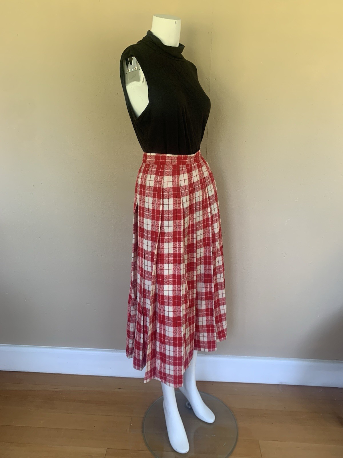 Vintage Plaid Pendleton A-Line Midi Skirt | High Waisted Checkered Riding Skirt