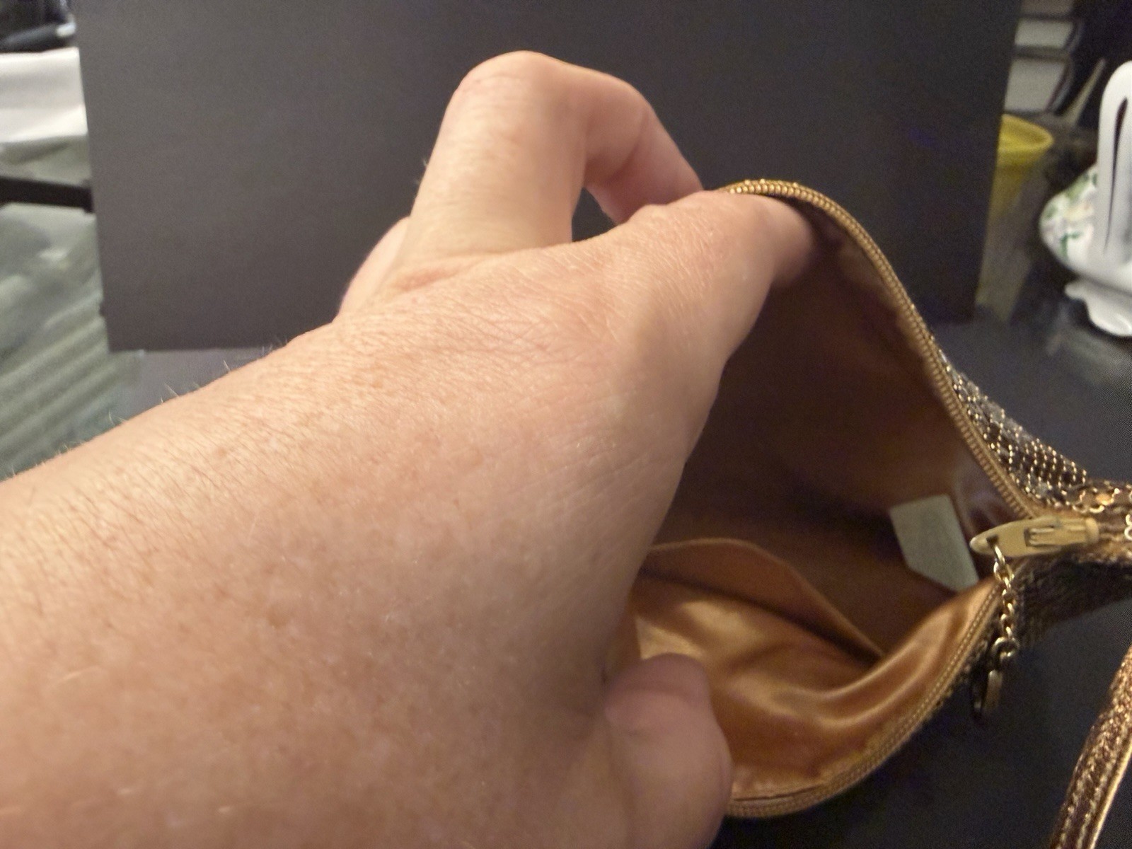 Vintage Purse 70s Mesh Whiting & Davis Copper Purse With Strap