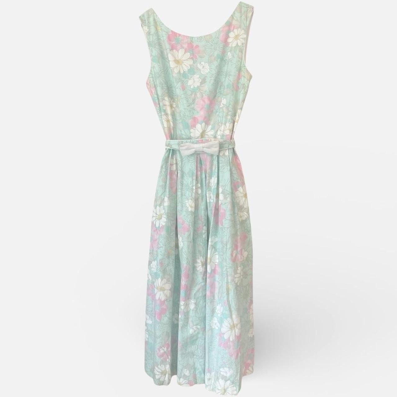 Lanz Original Sundress VTG 70s 80s Rainbow Floral Fitted Bodice Lined S/M