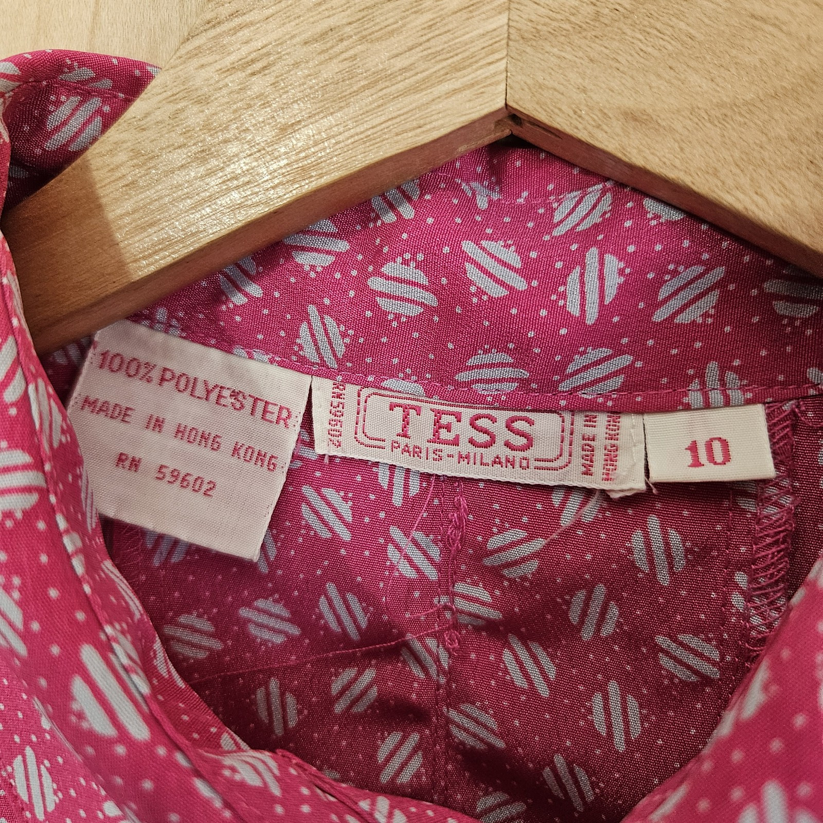 Tess Womens Vintage 80s Pink Blouse Cinched Waist Button Front Sz 10 Runs Small