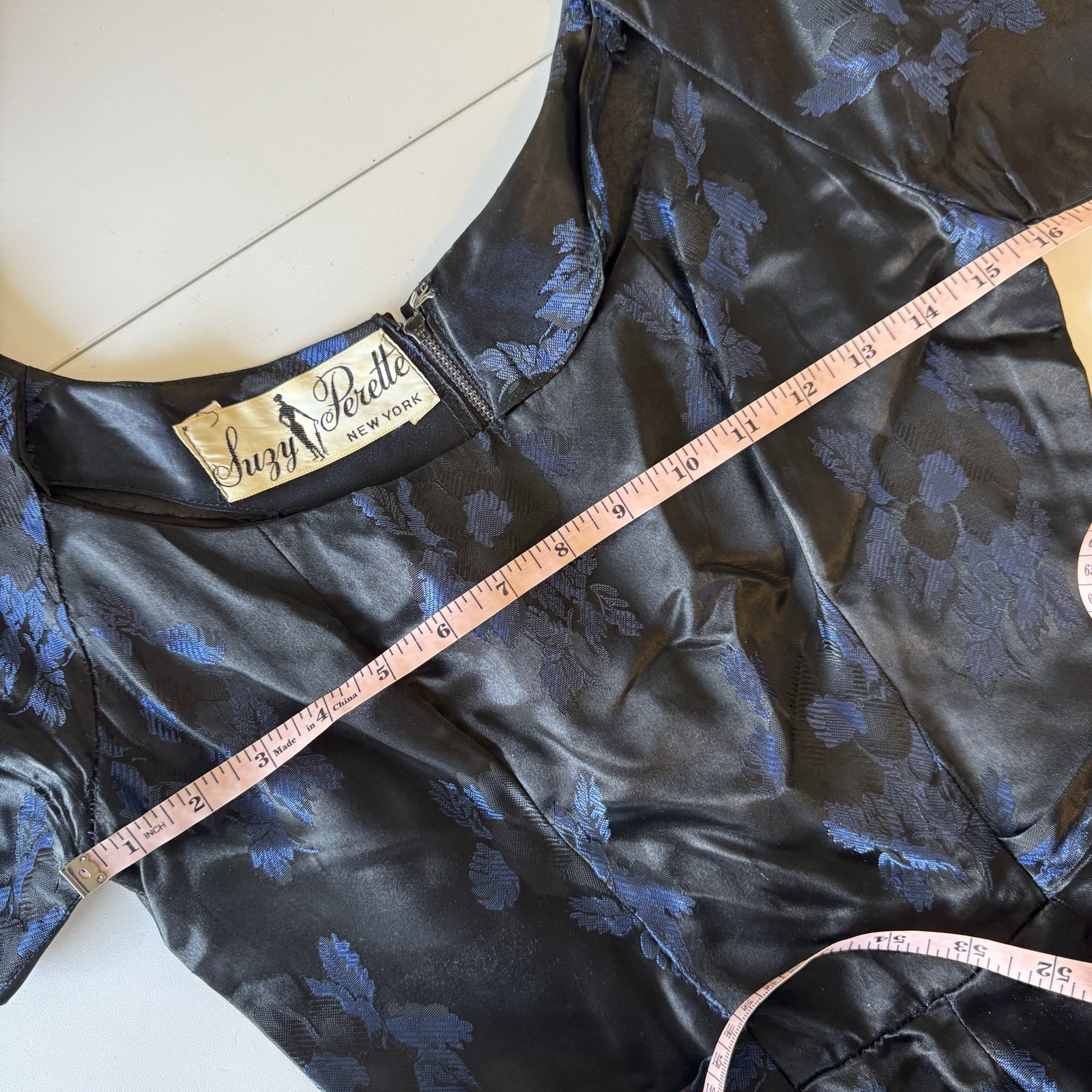 Gorgeous 1950s Vintage Suzy Perette Fit And Flare Black And Blue Party Dress