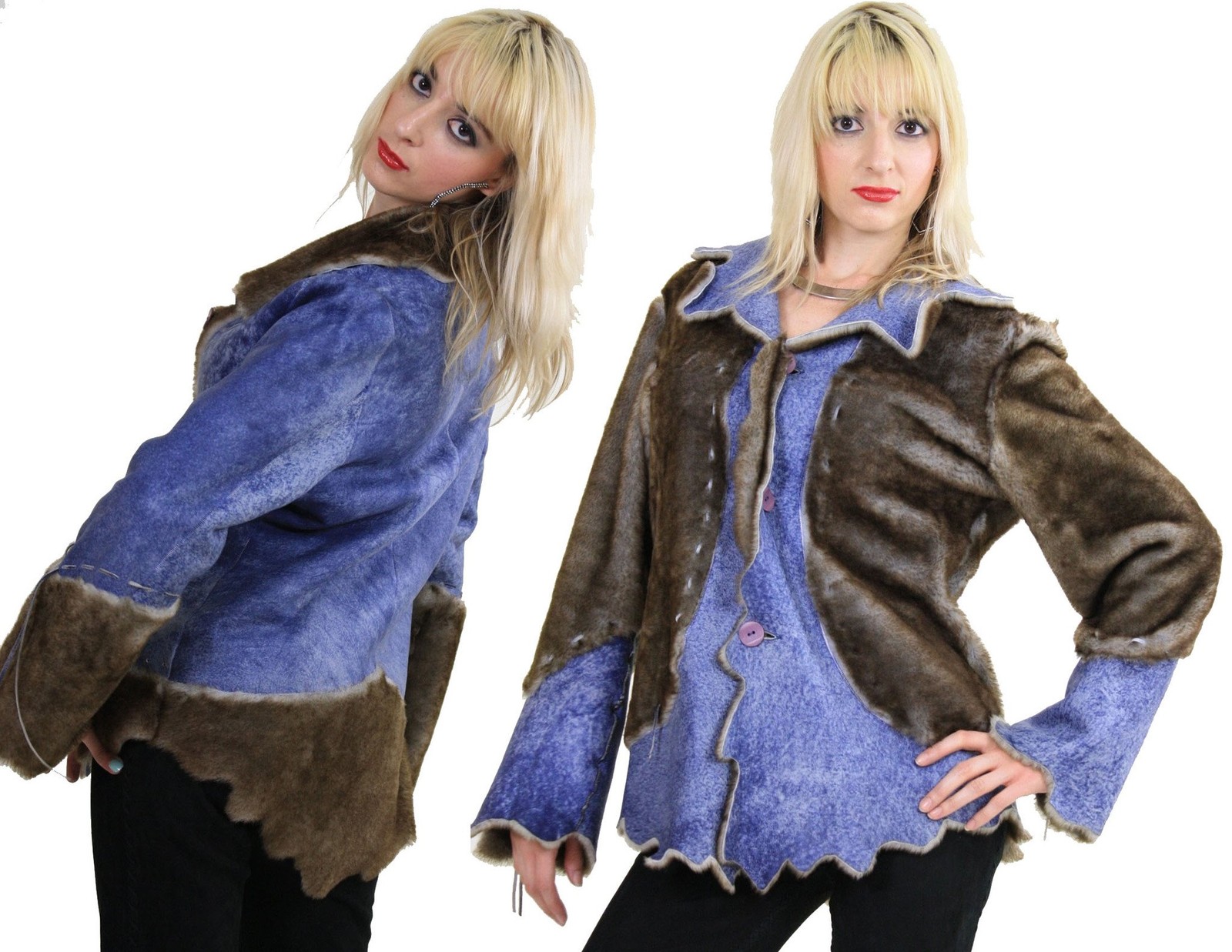 Vintage 70s boho coat hippie jacket faux fur