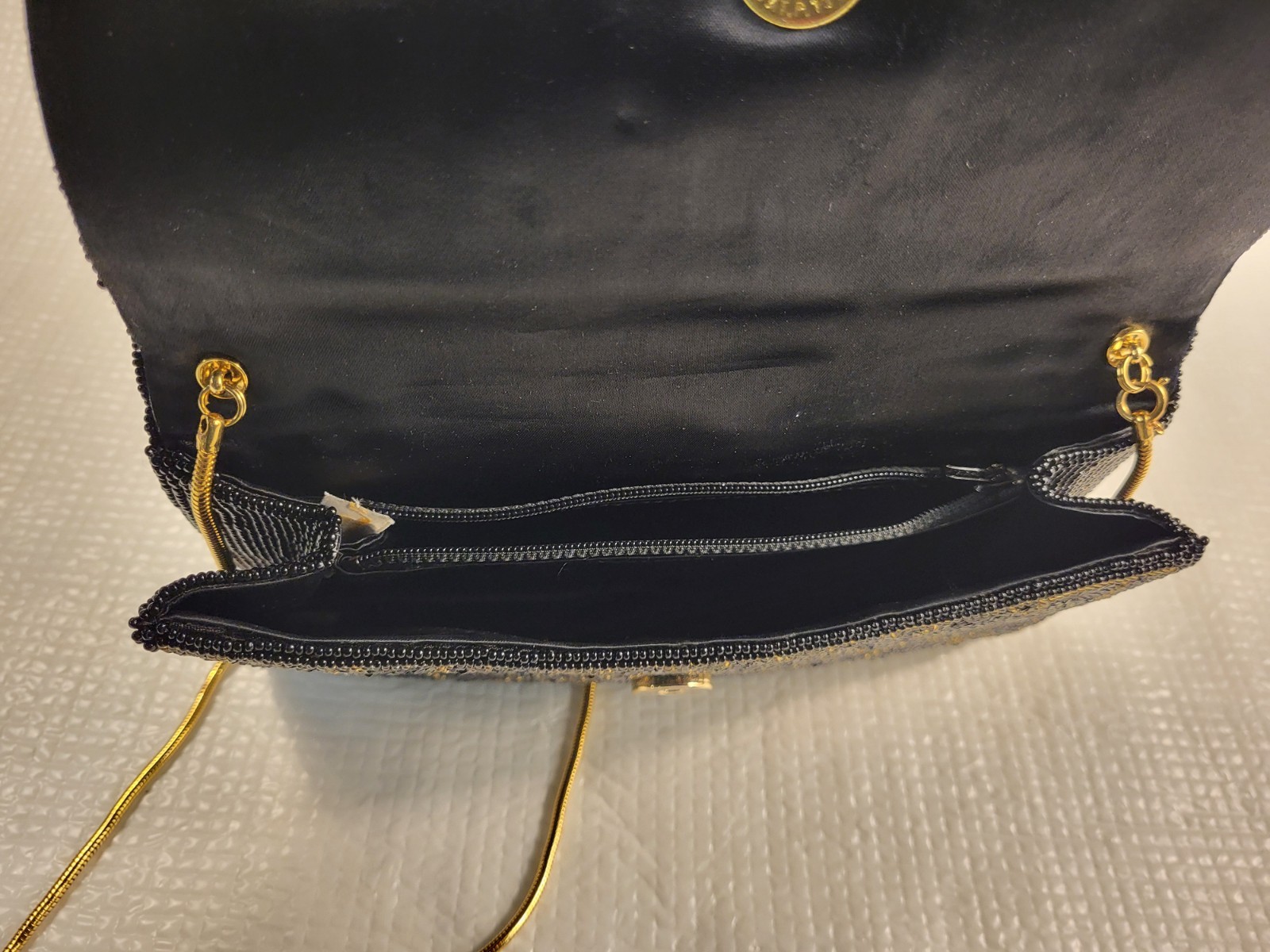 Vintage Beaded Clutch Purse By Walborg Style 338/1 Black And Gold