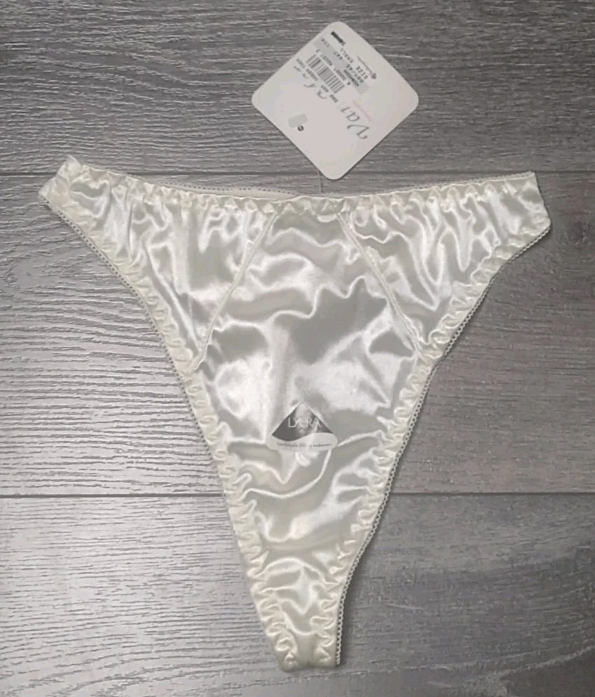 Vtg NWT Second Skin Thong Panty Shimmerine Ivory Val Mar Size Small 5