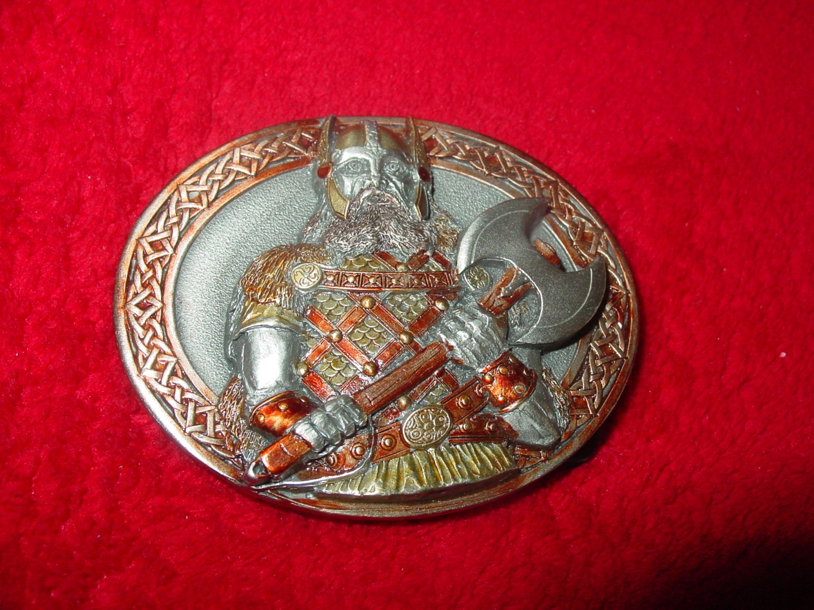 VIKING WARRIOR NORSEMAN VALHALLA BELT BUCKLE: 3 1/4″ x 2 5/8″ x 3/4″, 1994,Eng